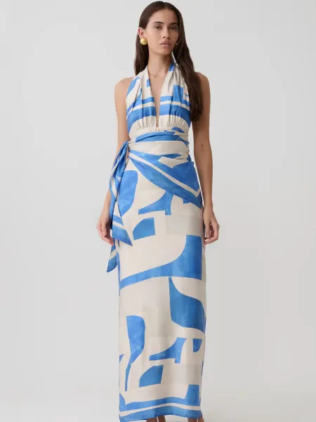 Gianna Satin Halter Maxi Dress